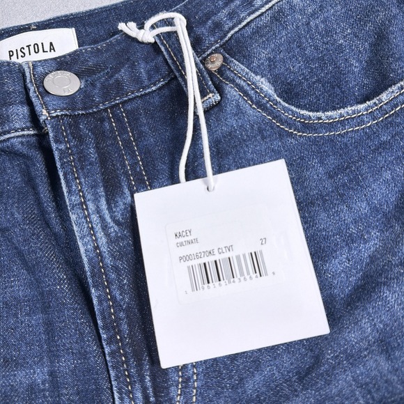 Pistola Kacey Jeans Womens 27 Blue Mid Rise Cuffed Relaxed Boyfriend Denim Pants - Picture 7 of 12